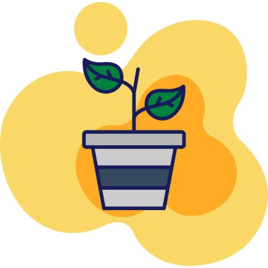 Çiçek saksısı ağ simgesi, vektör illüstrasyonu