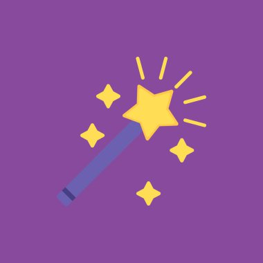 Sihirli değnek simgesi, düz stil