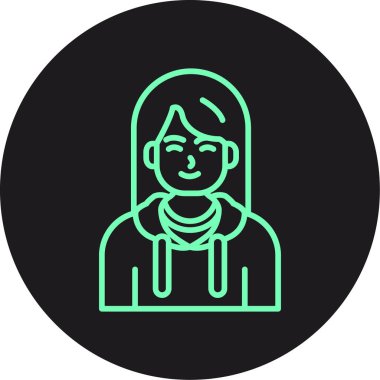 güzel genç kadın vektör çizgisi simgesi