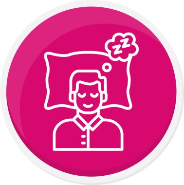 Uzun gölgeli bir soru baloncuğu ikonu olan beyaz çizgi insan kafası. Pembe altıgen düğmesi. vektör illüstrasyonu