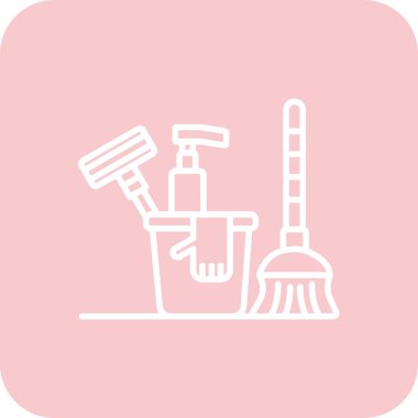 Süpürge ve temizlik fırçasının vektör çizimi