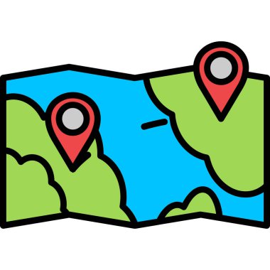 konum haritası renk dış hat vektörü