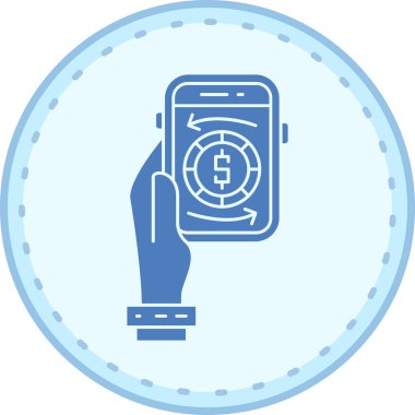 Bozuk para ikonlu akıllı telefon. vektör illüstrasyonu