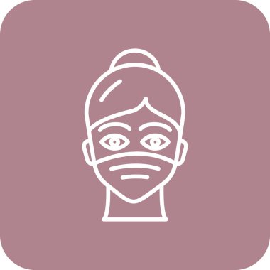 Maske çizgisi tarzı simgesi olan güzel bir kadın