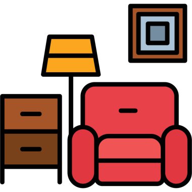 Oturma odası kanepe simgesi - taslak biçiminde