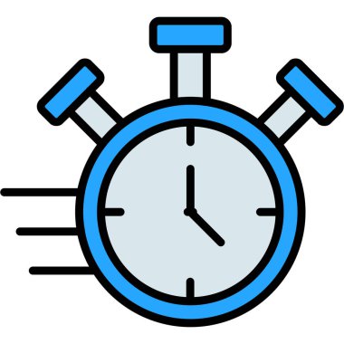 Saat simgesi vektörlü kronometre. Ana hatlı saat izleme tabelası. izole edilmiş sınır sembolü çizimi