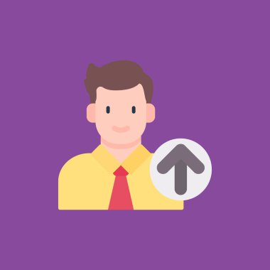 Dizüstü bilgisayar vektör ikonu olan bir iş adamı. Bilgisayarı olan bir iş adamı. Beyaz gömlekli adam. Takım elbiseli adam. vektör illüstrasyonu