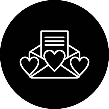 İçinde aşk mektubu olan zarf mektubu, vektör simgesi