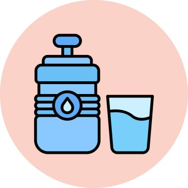 Su şişesi ikonu. Web için su şişesi vektör simgelerinin özet çizimi