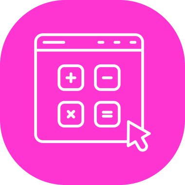 Hesap makinesi simgesi. Moda biçimi vektörü beyaz arkaplanda 10 satırdan izole edildi.