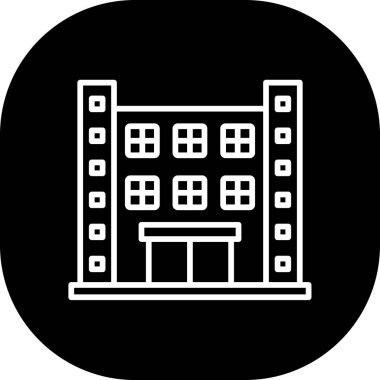 Beyaz arka planda izole edilmiş siyah bir otel simgesi. bina ve apartman sembolü çizimi.