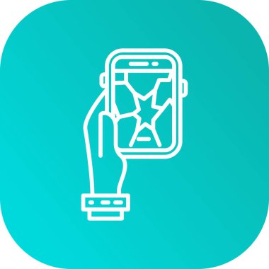 Beyaz çizgi akıllı saat simgesi uzun gölgeli izole. Saat tabelasını izle. Yeşil daire düğmesi. vektör