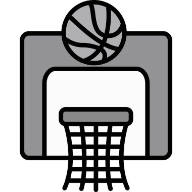 Basketbol potası ikonu. Beyaz arkaplanda izole edilmiş web tasarımı için özet basketbol sepeti vektör simgesi