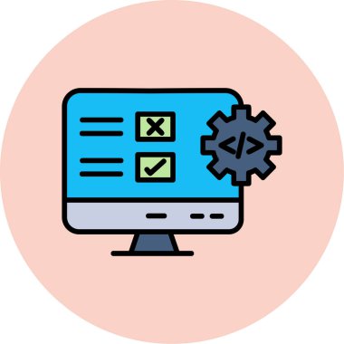 bilgisayar yazılım simgesi. ana hatlı bilgisayar donanım vektör simgeleri ince renk izole