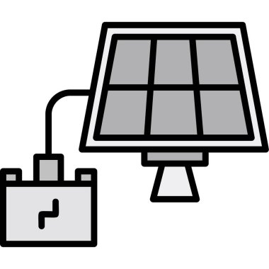 Güneş enerjisi ikonlu güneş paneli. düzenlenebilir vektör.