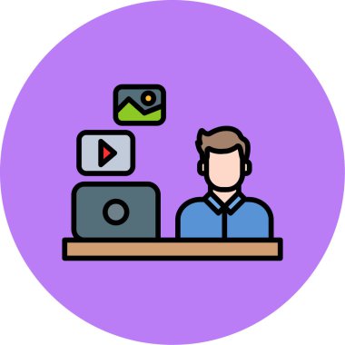 video kamera vektör illüstrasyon tasarımı ile adam