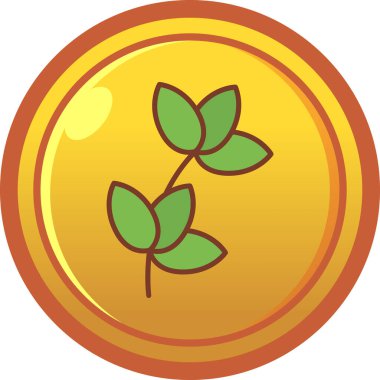 Bozuk para ikonlu bitki, düz stil