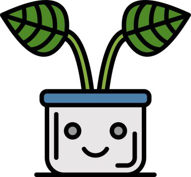 Saksı vektör çiziminde sevimli çiçek saksısı