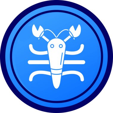 Yengeç simgesi mavi vektör illüstrasyonu