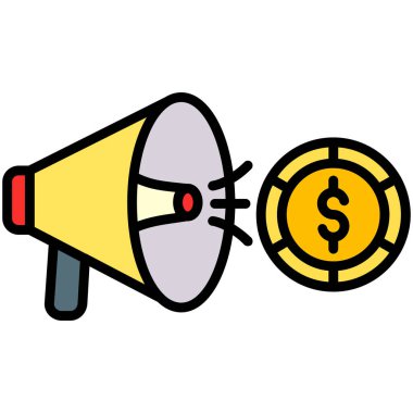 Dolar işareti simgesi ile megafon, özet biçimi