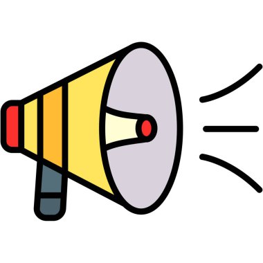 Megafon simgesi. Taslak megafon vektör simgesi rengi düz izole