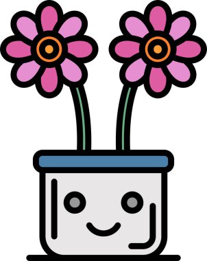 Çiçek pot simgesi. Vektör çizim