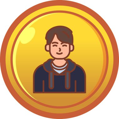 Bozuk para simgesi olan adam, düz stil