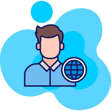 Dünya ikonu vektör illüstrasyon tasarımına sahip bir adam