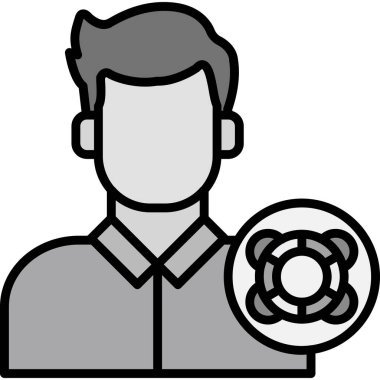 Bozuk para ikonu olan adam, vektör illüstrasyonu