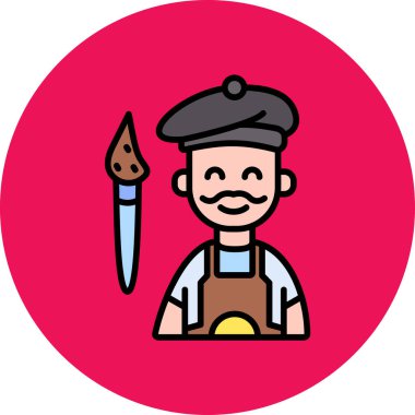 Yuvarlak kurdeleli bir erkek ikonunun vektör karikatür çizimi. basit arkaplanda izole.