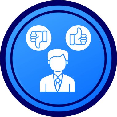 Yuvarlak düğmeli, simgeli, sembollü, vektörlü yuvarlak çerçeveli iş adamı