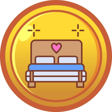 uyku yatağı düz simgesi, vektör illüstrasyonu