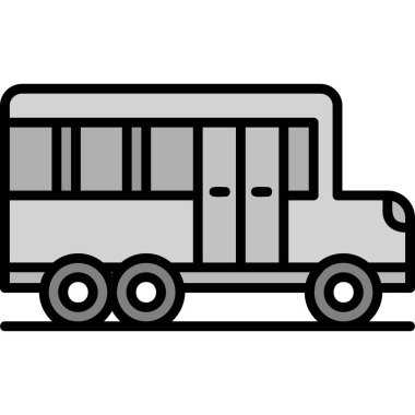 Beyaz arkaplanda özet biçiminde bir bus simgesi izole edildi. taşıyıcı sembolü illüstrasyonu.