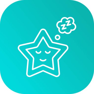 Mavi arkaplanda izole edilmiş yıldız taslak simgesi. İyi geceler. Reyting. Gece reytingleri Reyting sembolü Turkuaz kare düğme. vektör