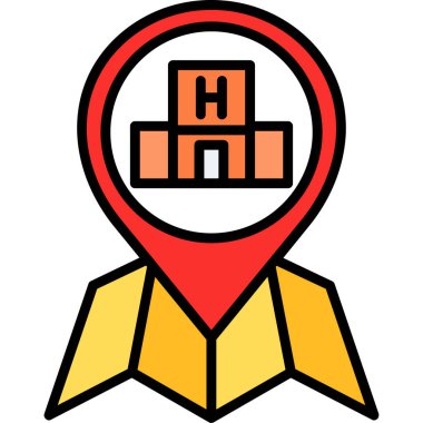 Harita konumu simgesi. Web için konum vektör simgelerinin özet çizimi