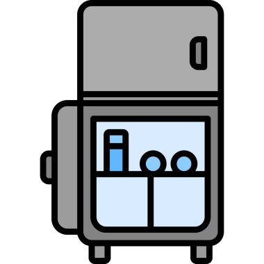 Mutfak buzdolabı ikonu. Beyaz arkaplanda izole edilmiş web tasarımı için mutfak buzdolabı vektör simgesi