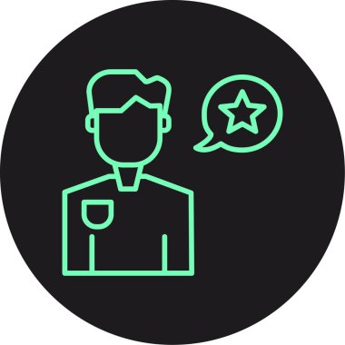 Yıldız vektör çizgisi simgesine sahip eşsiz bir adam