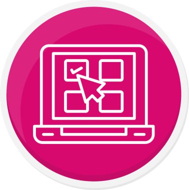 ok simgesi olan dizüstü bilgisayar, basit tasarım illüstrasyonu