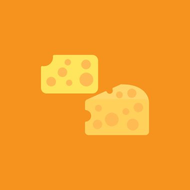 Sarı arkaplanda peynir simgesi.