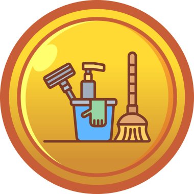 Süpürge temizleme simgesi, vektör çizimi