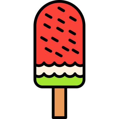 Karpuz dondurma ikonu, basit vektör çizimi