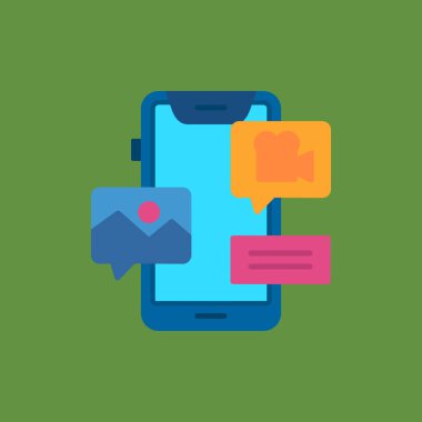 Zarf e- posta ve sohbet baloncuklu akıllı telefon