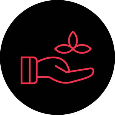 Çiçek simgesi ile el, vektör illüstrasyonu