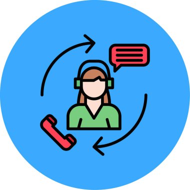 Kulaklıklı kız ve mikrofon simgesi, vektör illüstrasyonu