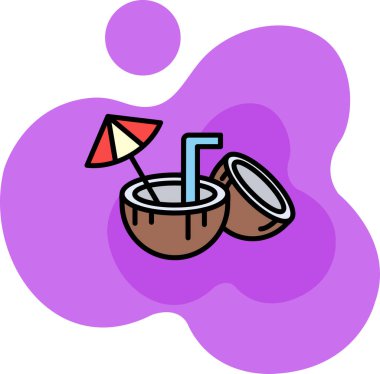 Hindistan cevizi içeceği ikonu - ana hatlarıyla