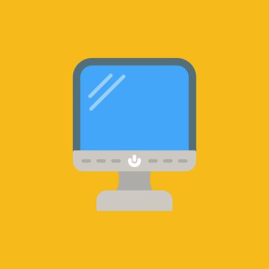 Bilgisayar monitörü simgesi. Web tasarımı için bilgisayar monitörü vektör simgesinin düz çizimi