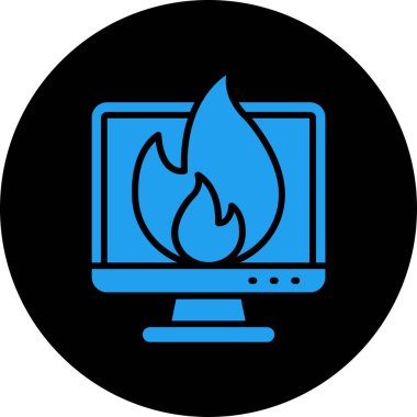 dizüstü bilgisayar alev ikonu. Ağ için ateş vektör simgelerinin basit gösterimi