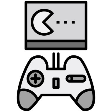 Oyun konsolu simgesi. Beyaz arka planda yalıtılmış web tasarımı için anahat oyun konsolu vektör simgesi