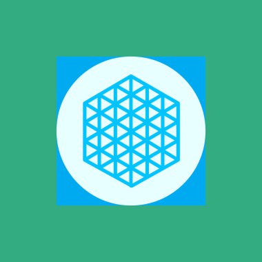 Mavi arkaplanda küp simgesi. vektör