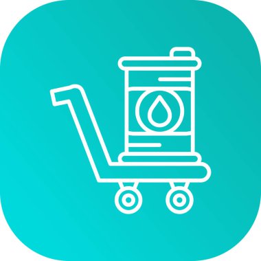 Beyaz çizgi su pompası ikonu uzun gölgeli izole edilmiş. Yeşil daire düğmesi. vektör.